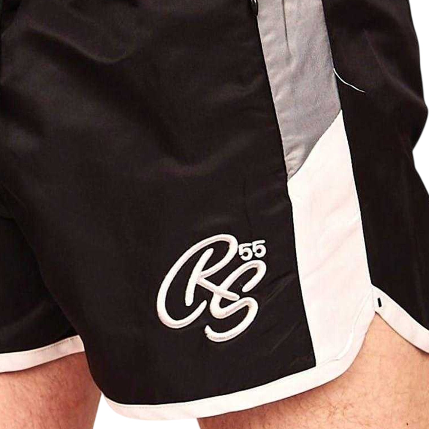 Black - Back - Crosshatch Mens Barli Swim Shorts