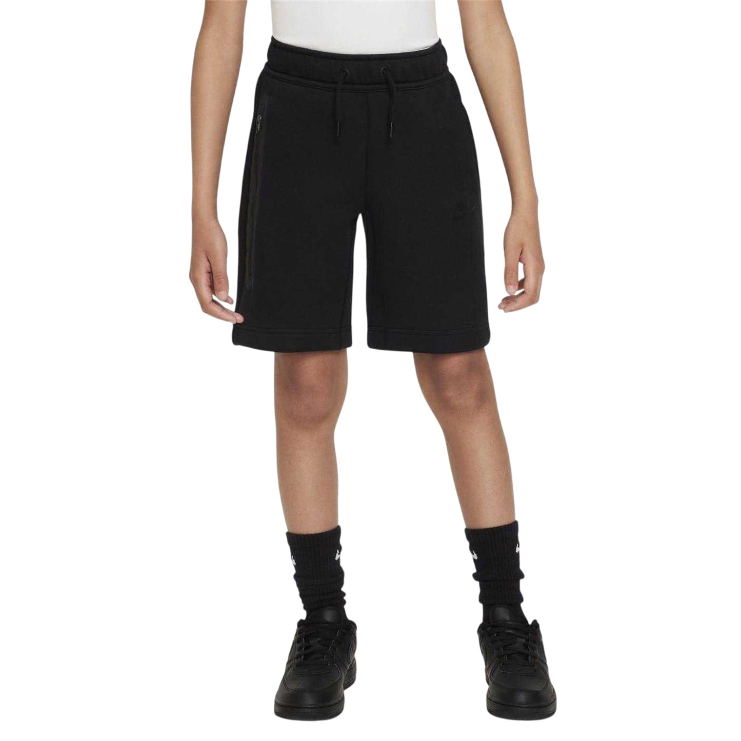 Black - Side - Nike Childrens-Kids Tech Fleece Relaxed Fit Shorts