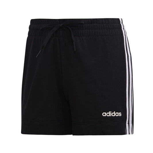 Black-White - Front - Adidas Womens-Ladies Essentials 3 Stripes Slim Shorts