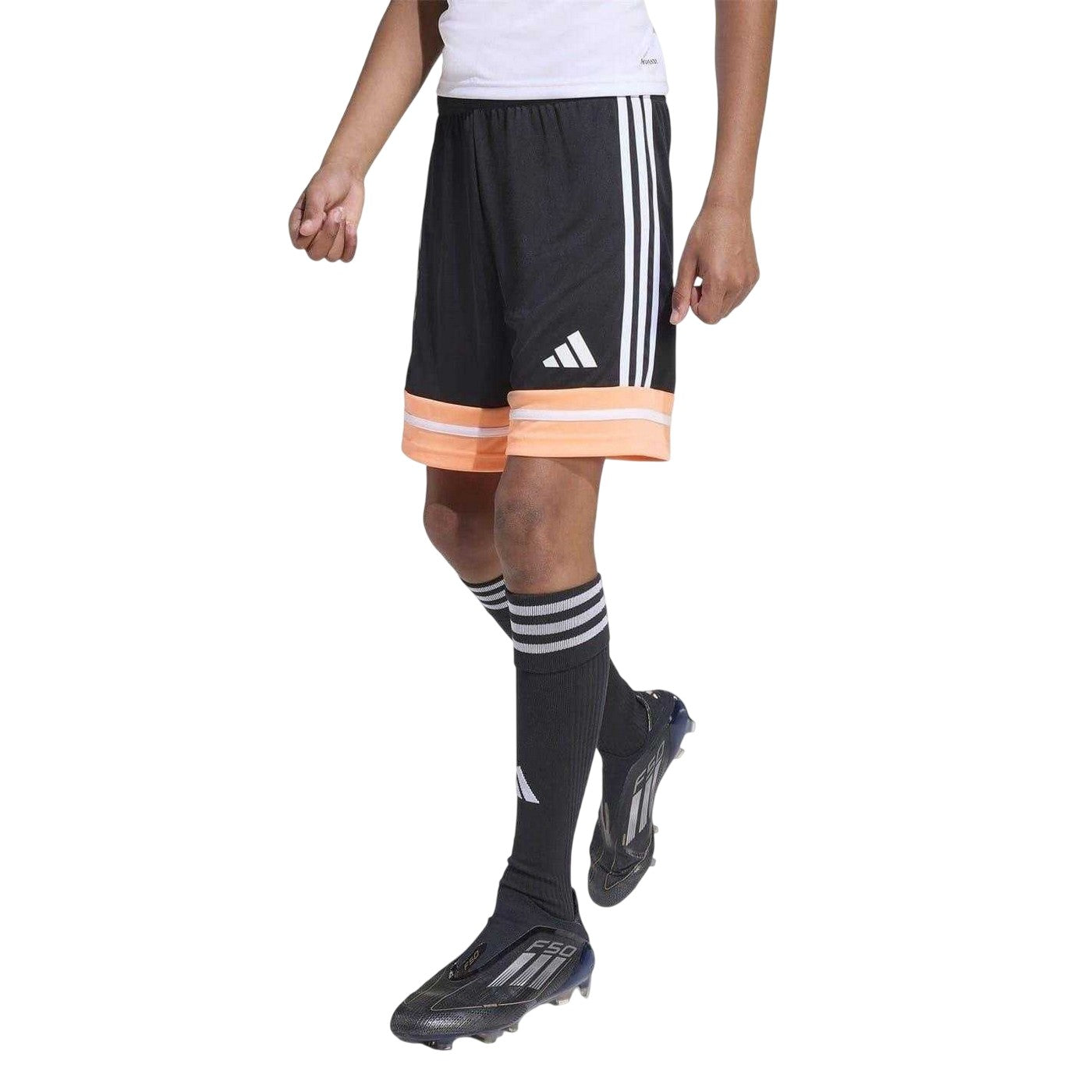 Black-Orange - Side - Adidas Childrens-Kids F50 Drawstring Waist Shorts