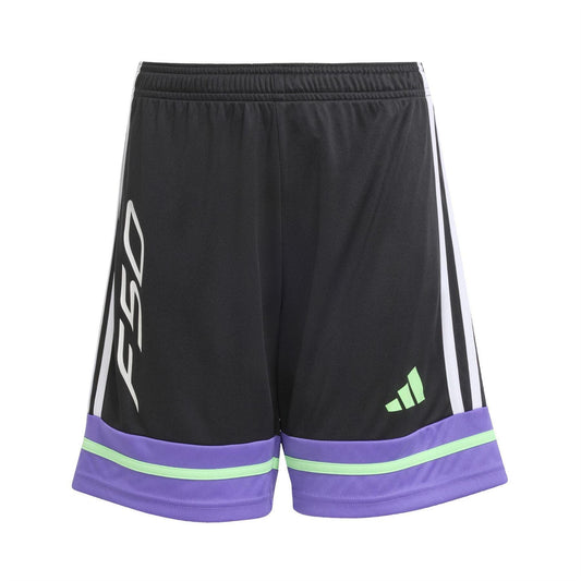 Black-Purple - Front - Adidas Childrens-Kids F50 Drawstring Waist Shorts