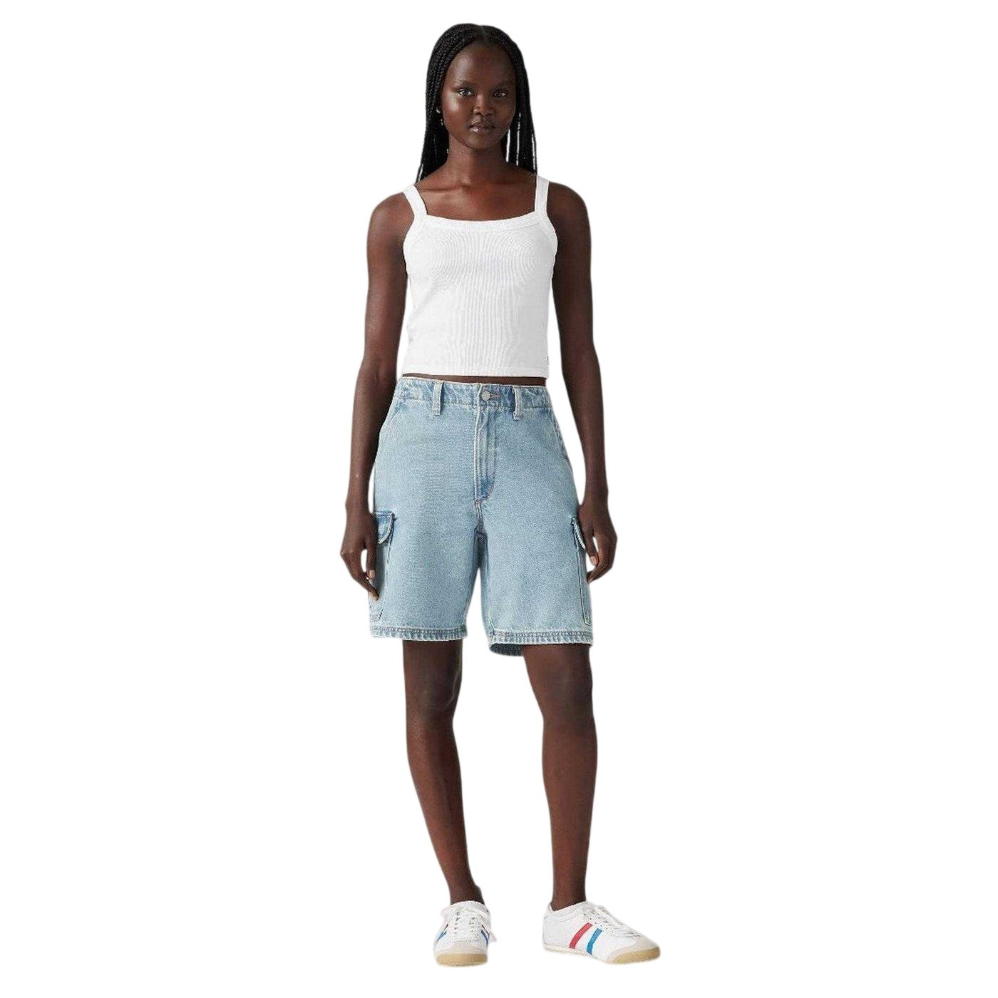 Blue - Side - Levis Unisex Adult Stone Wash Cargo Shorts
