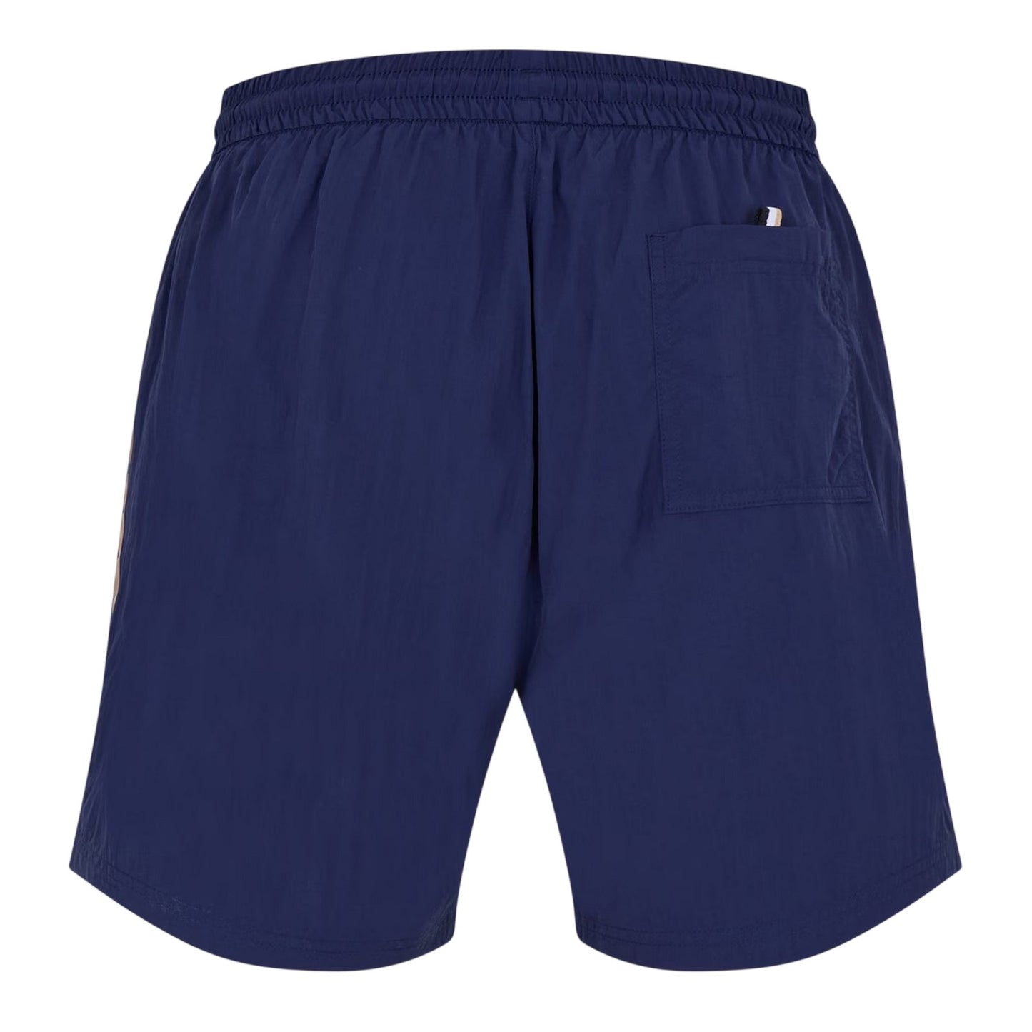 Navy - Back - Boss Mens Side Stripe Polyester Relaxed Fit Swim Shorts
