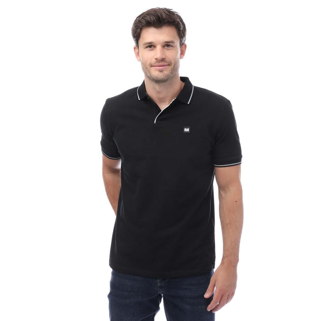 Black - Front - Weekend Offender Mens Spello Piped Polo Shirt