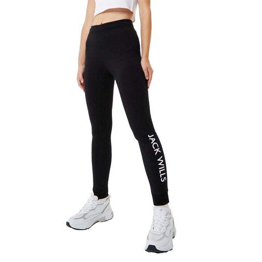 Black - Front - Jack Wills Womens-Ladies Premium Cotton Slim Casual Joggers