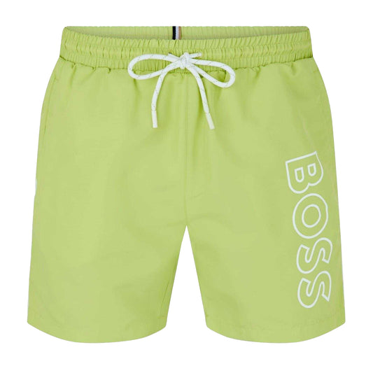 Lime Green-White - Front - Boss Mens Starfish Swim Shorts