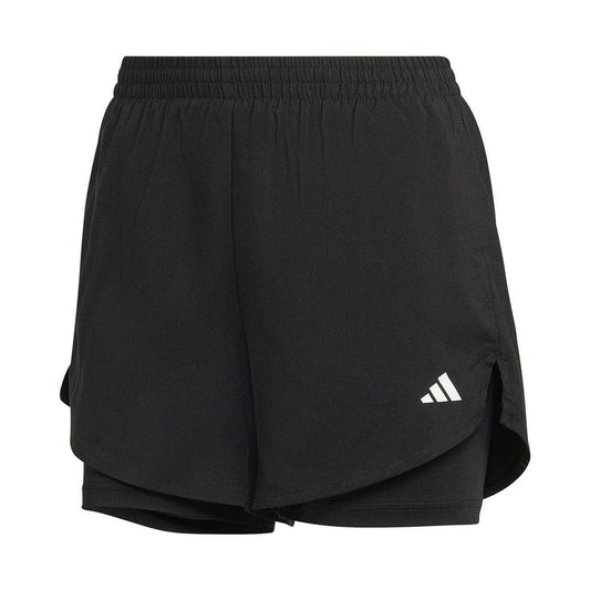 Black-White - Front - Adidas Womens-Ladies 2 in 1 Running Shorts
