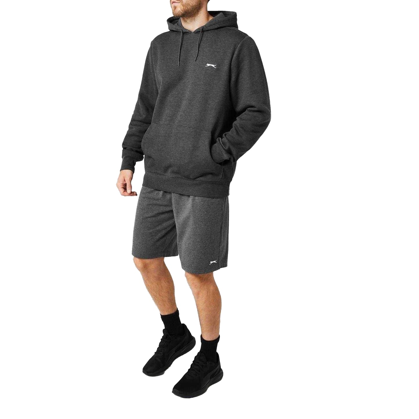 Charcoal - Pack Shot - Slazenger Mens Cotton Blend Casual Jersey Shorts
