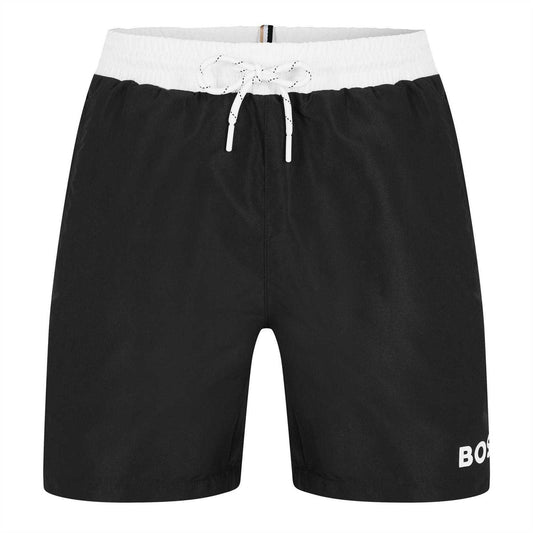 Black - Front - Boss Mens Starfish Swim Shorts