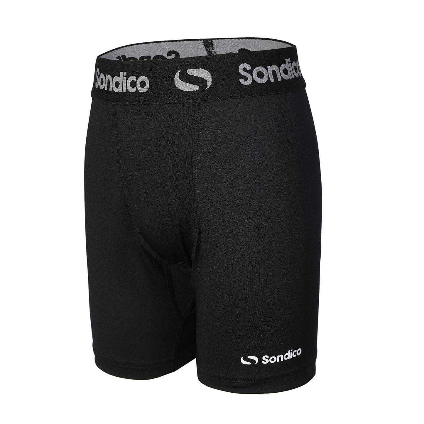 Black - Side - Sondico Childrens-Kids Snug Fit Compression Shorts