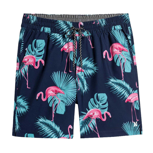 Navy - Front - Hurley Mens Flamingo Swim Shorts