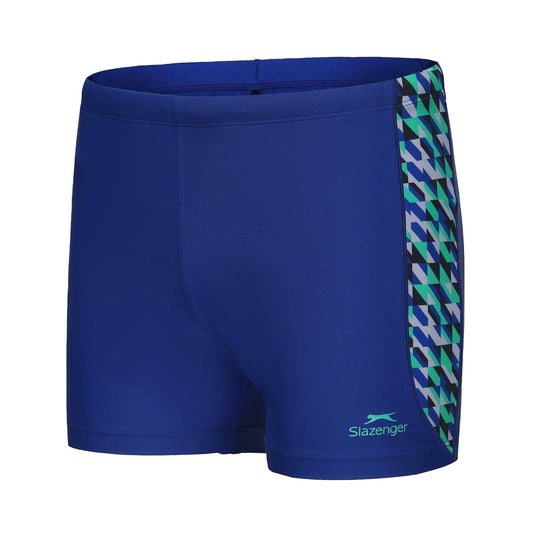 Blue - Front - Slazenger Mens Geometric Pattern Swimming Trunks