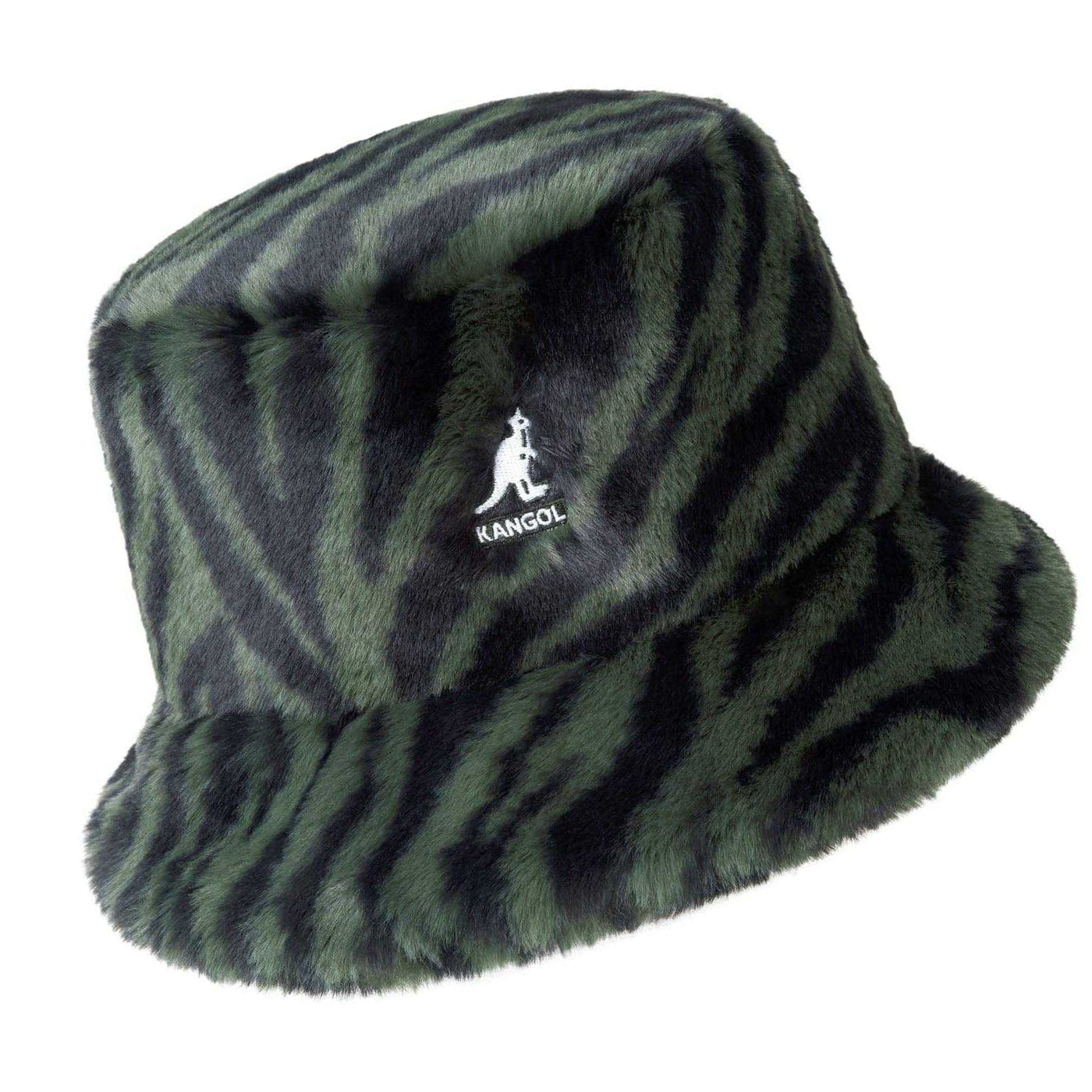 Olive - Back - Kangol Unisex Adult Zebra Print Faux Fur Bucket Hat