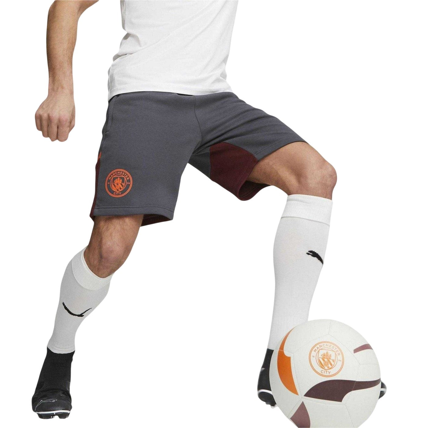 Grey - Lifestyle - Puma Mens Casuals Elasticated Manchester City FC Football Shorts