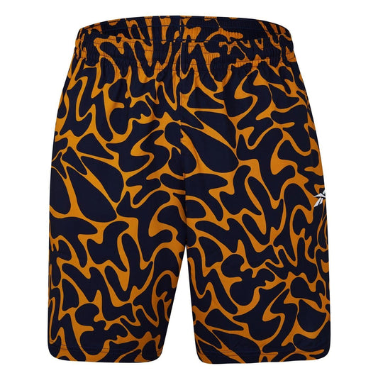 Burgundy-Ochre - Front - Reebok Unisex Adult Workout Ready All-Over Print Shorts