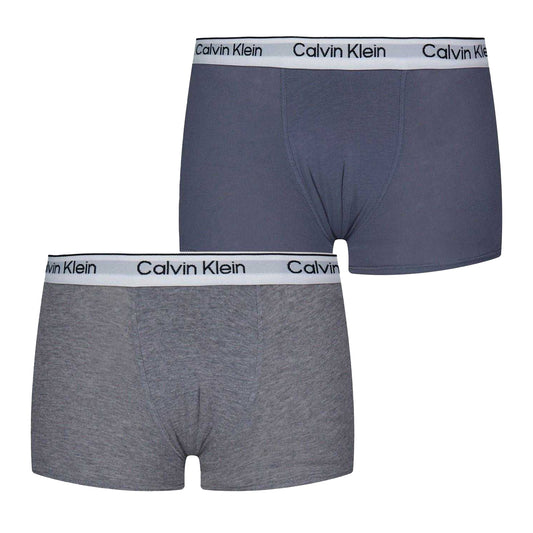 Charcoal-Grey - Front - Calvin Klein Boys Boxer Shorts (Pack of 2)
