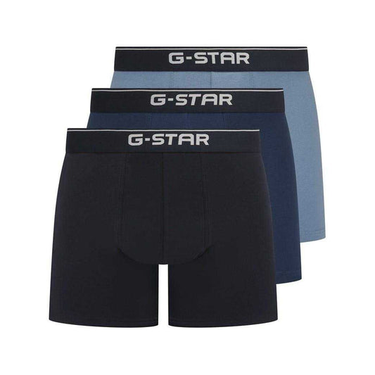 Denim-Dark Denim-Navy - Front - G-Star Mens Plain Boxer Shorts (Pack of 3)