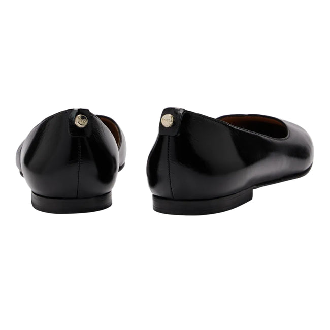 Black - Back - Boss Womens-Ladies Rose Leather Ballerina Flats