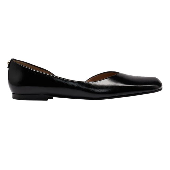 Black - Side - Boss Womens-Ladies Rose Leather Ballerina Flats