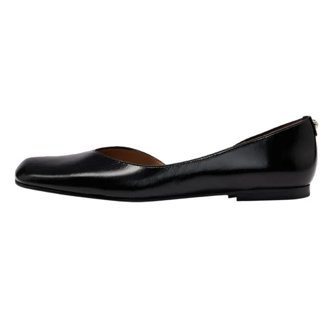 Black - Lifestyle - Boss Womens-Ladies Rose Leather Ballerina Flats