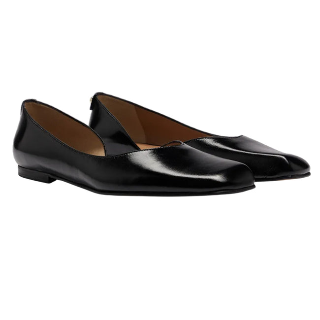 Black - Front - Boss Womens-Ladies Rose Leather Ballerina Flats