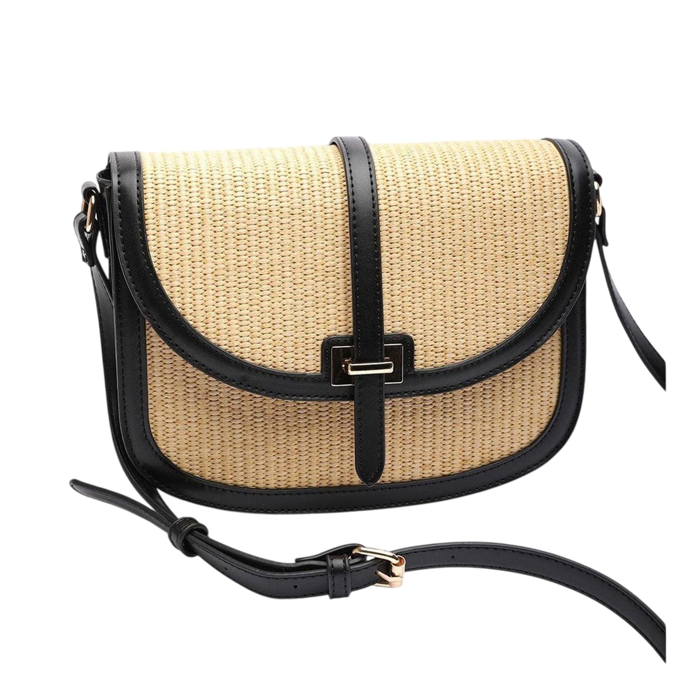 Black - Side - Where´s That From Raffia Crossbody Bag