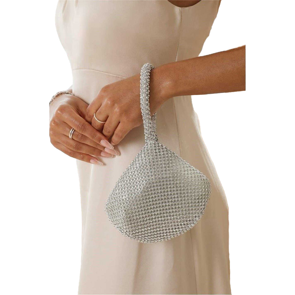 Silver - Side - Where´s That From Diamante Clutch Bag