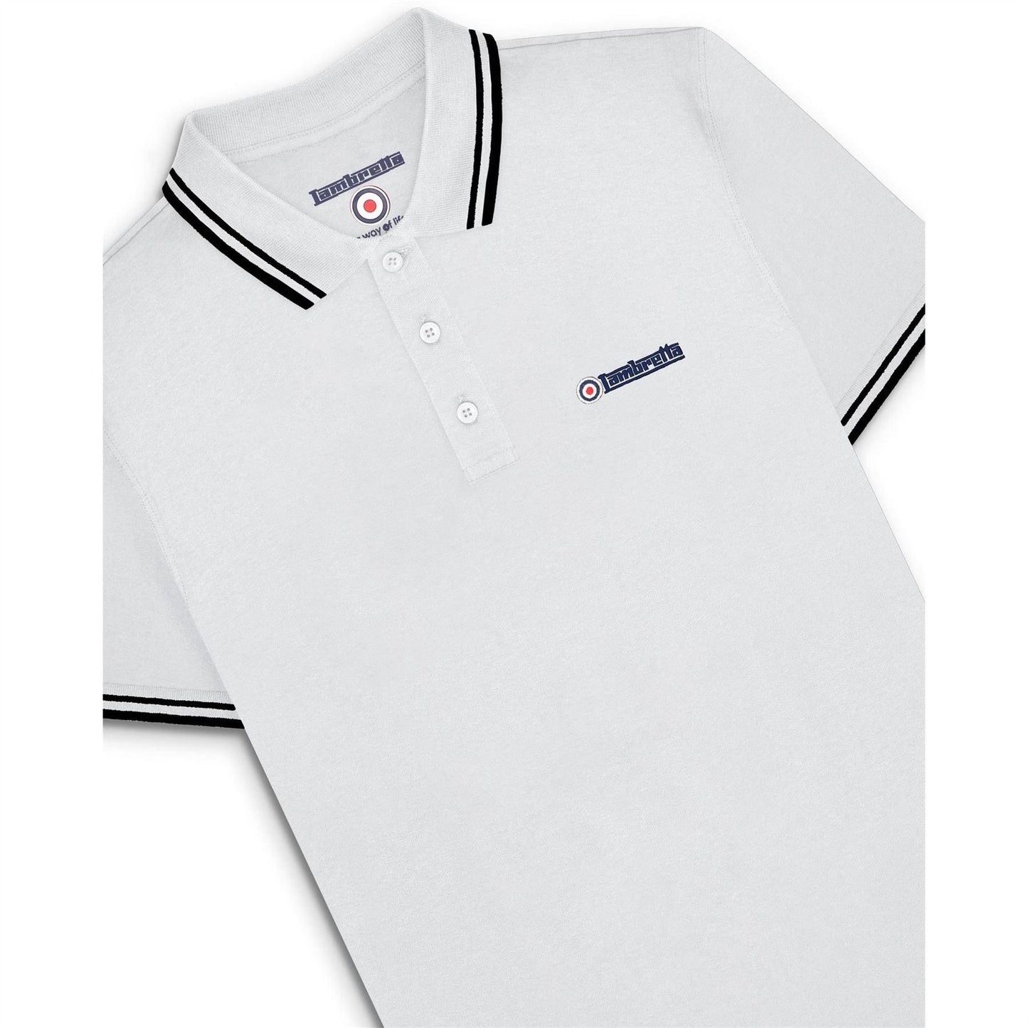White-Black - Lifestyle - Lambretta Mens Tipped Polo Shirt
