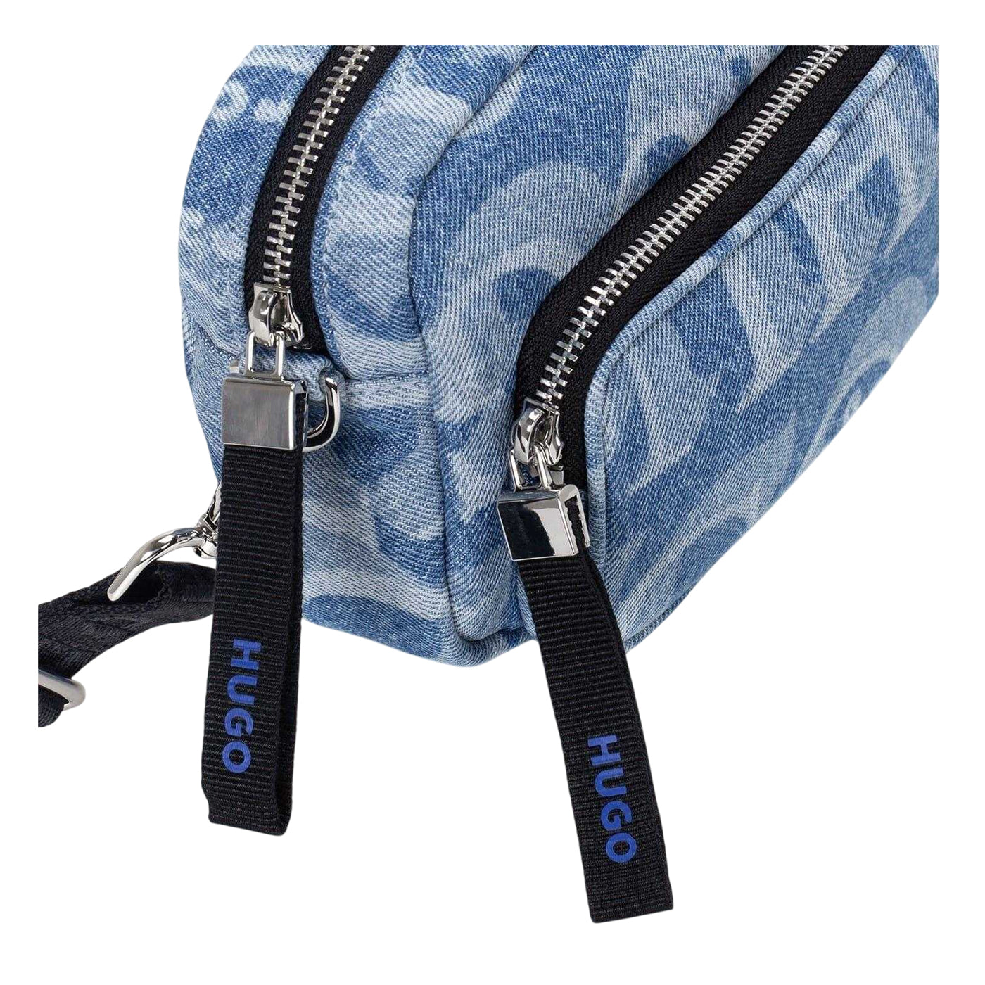 Dark Blue - Side - Hugo Roselyn Monogram Denim Crossbody Bag