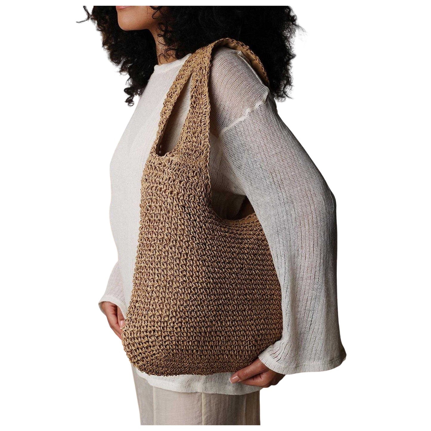 Brown - Lifestyle - Where´s That From Woven Raffia Holiday Shoulder Bag
