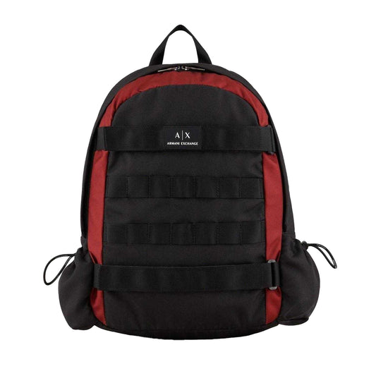 Black-Red - Front - Armani Exchange Nylon Backpack