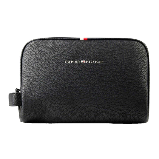 Black - Front - Tommy Hilfiger Mens Essential PU Wash Bag