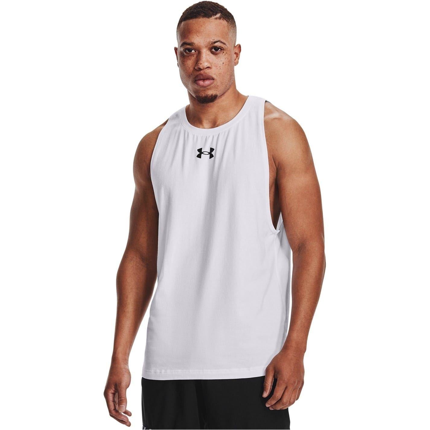 White-Black - Lifestyle - Under Armour Mens Baseline Tank Top