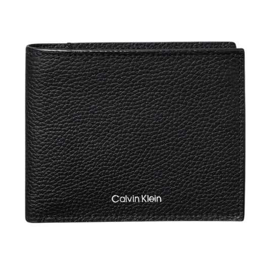 Black - Front - Calvin Klein Embossed Leather Logo Everyday Wallet