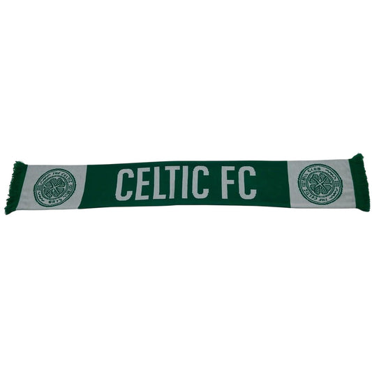 Celtic Green Print - Front - Celtic FC Striped Acrylic Scarf