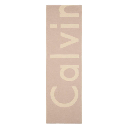 Beige - Front - Calvin Klein Unisex Adult Fine Knit Logo Scarf