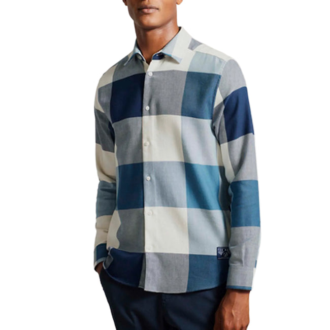 Blue - Side - Ted Baker Mens Neetly Long-Sleeved Shirt