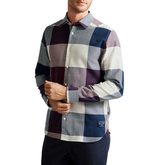 Red - Side - Ted Baker Mens Neetly Long-Sleeved Shirt