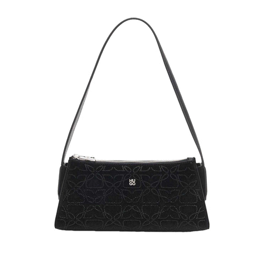 Black - Front - Hugo Chris Velvet Touch Hobo Bag