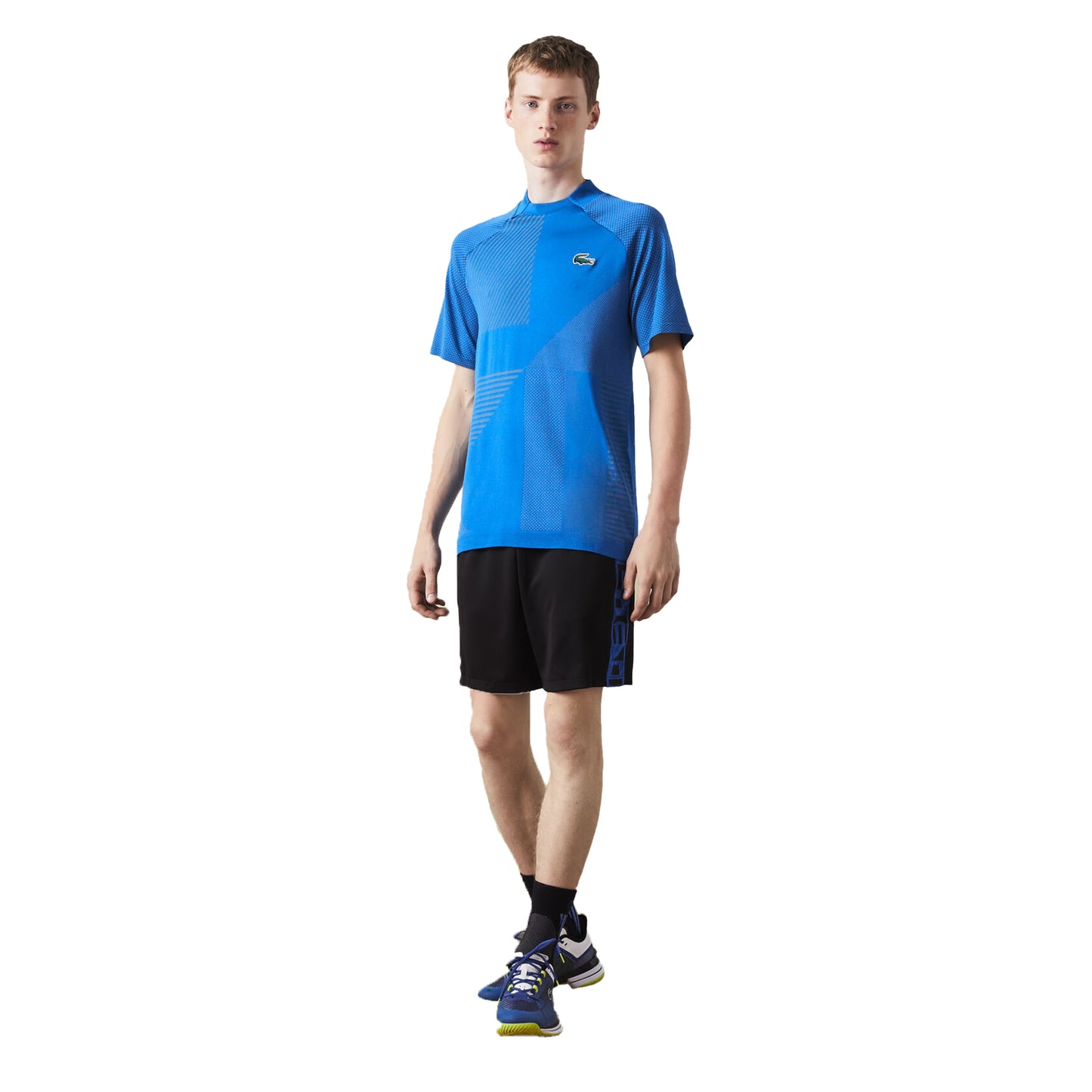 Blue - Lifestyle - Lacoste Mens Geometric Pattern Ultra Dry Polo Shirt