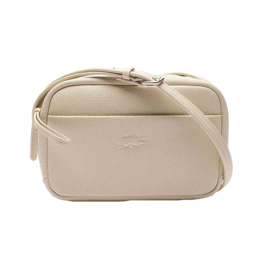 White - Front - Lacoste City Court Leather Shoulder Bag