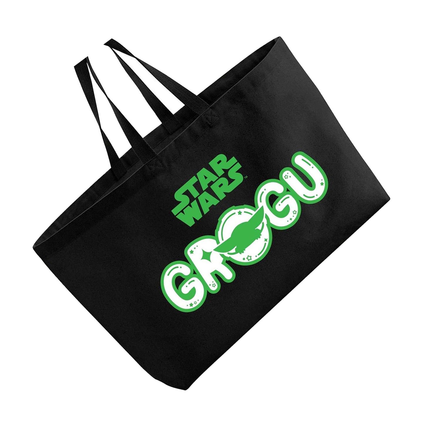 Black - Back - Star Wars Printed Grogu Oversized Tote Bag