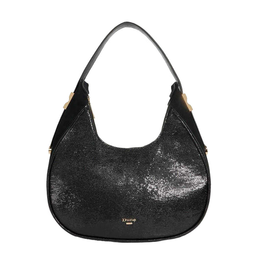 Black - Front - Dune London Dedicated Gold Detail Hobo Bag