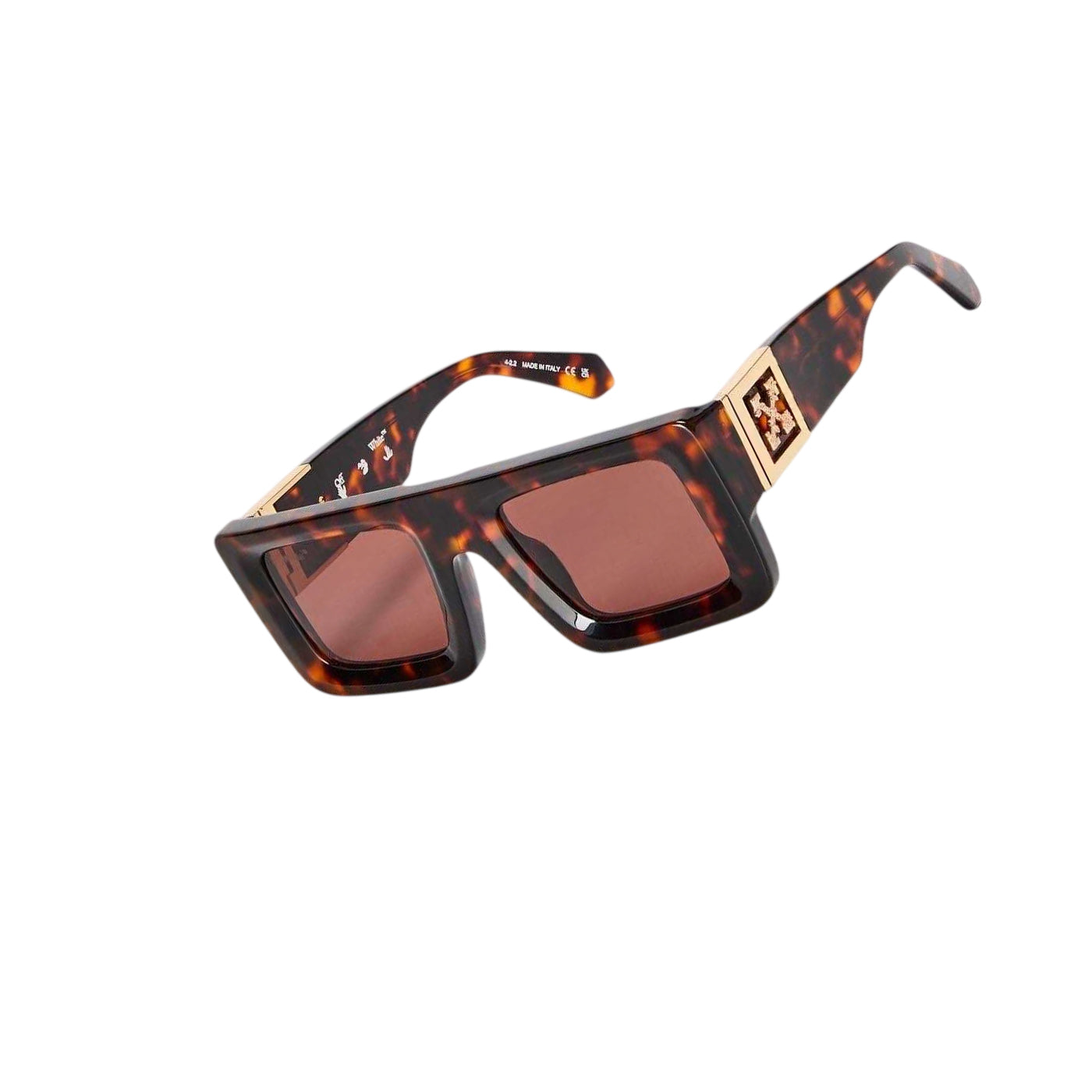 Havana-Brown - Back - Off-White Unisex Adult Square Sunglasses