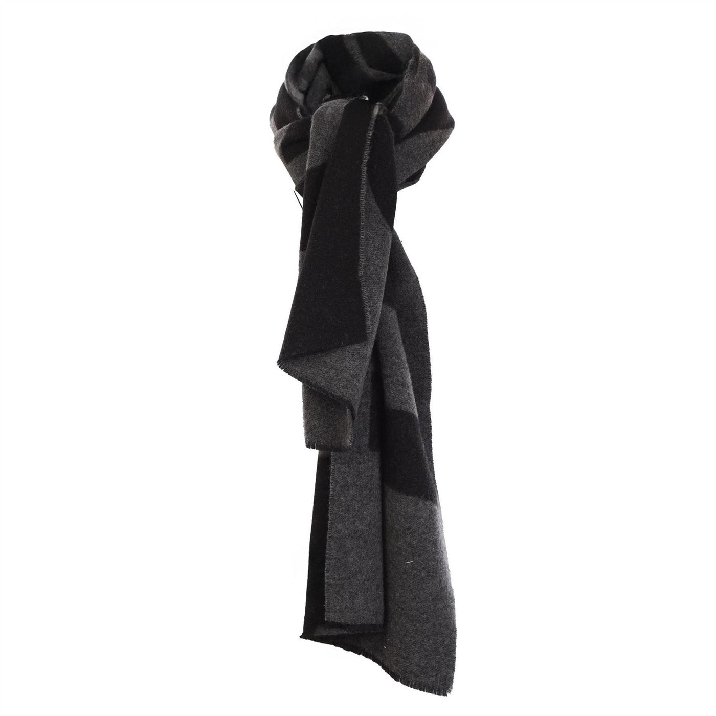 Grey - Back - Hugo Logo Wool Jacquard Scarf