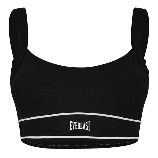 Black - Front - Everlast Womens-Ladies Contrast Logo Medium Impact Sports Bra