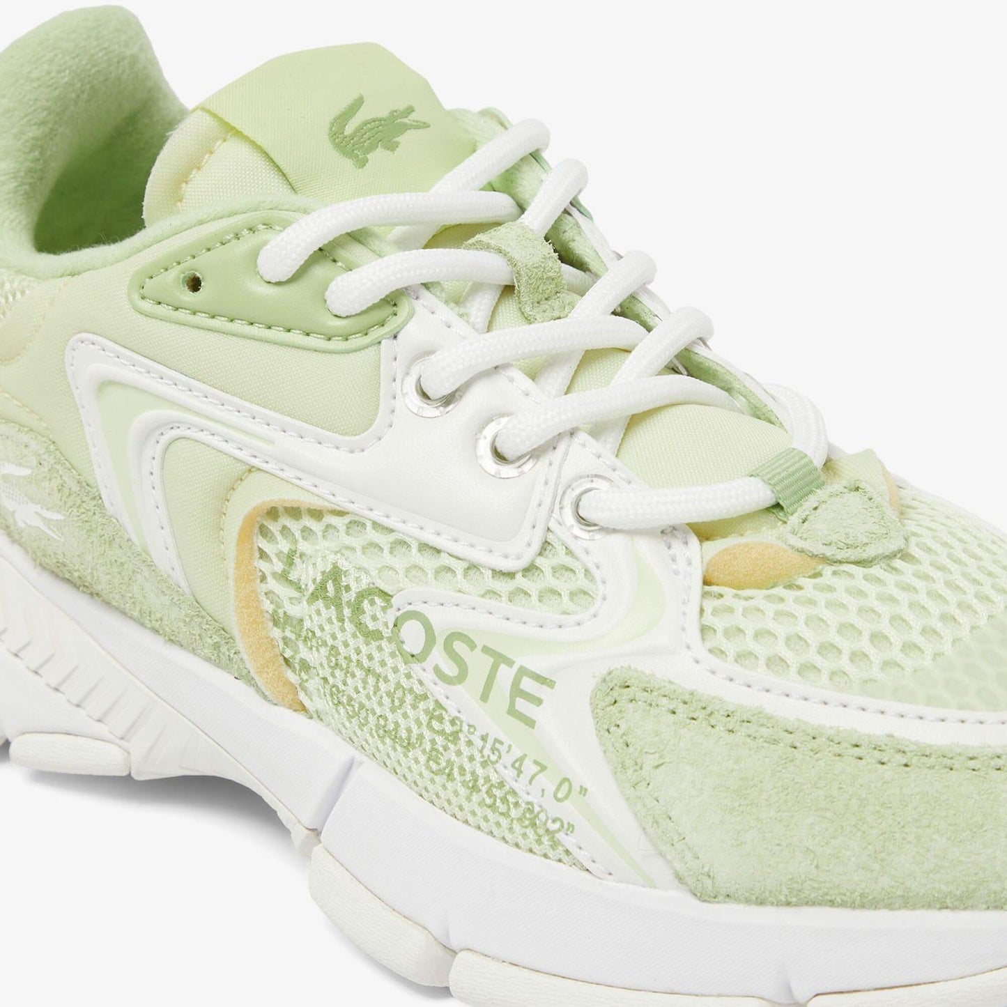 Green-White - Close up - Lacoste Womens-Ladies L003 Neo Trainers