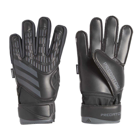 Black - Front - Adidas Childrens-Kids Predator Match Fingersave Football Goalkeeper Gloves