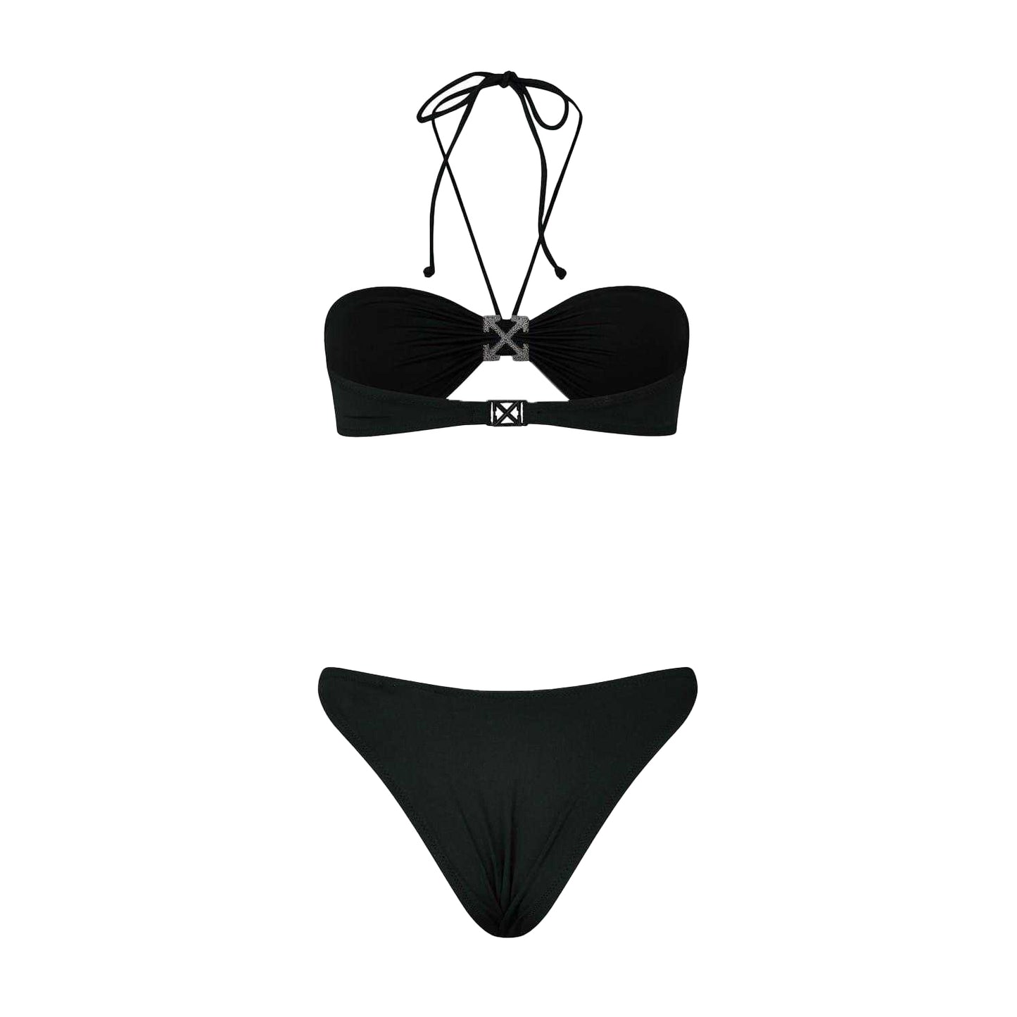 Black - Back - Off White Womens-Ladies Arrow Logo Bikini Top Set