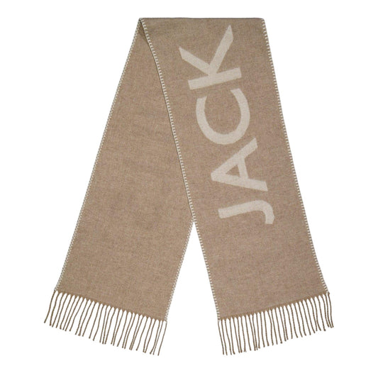 Oatmeal - Front - Jack Wills Lettering Intarsia Logo Scarf